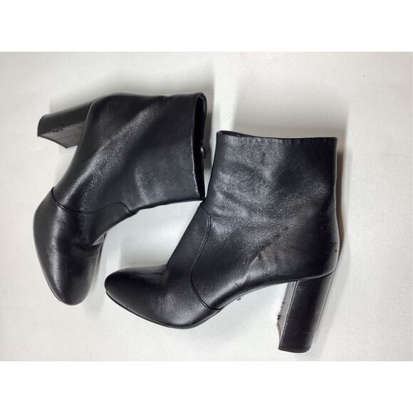 Prada Black Leather Ankle Boots Women’s Block Heel Booties Size EU 39 - Picture 5 of 16